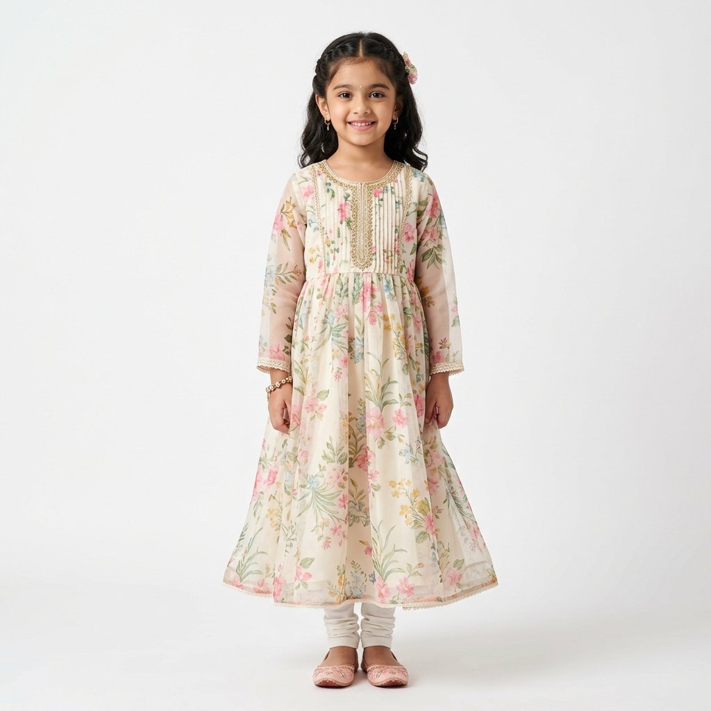 Girls Floral Organza Anarkali